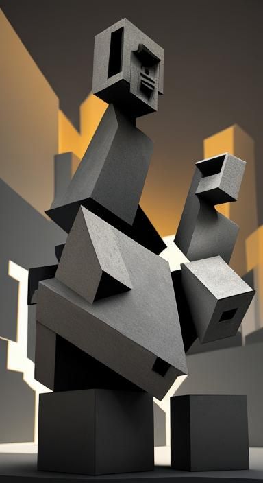 Cubist Concrete Art in Picasso Style, Digital Render