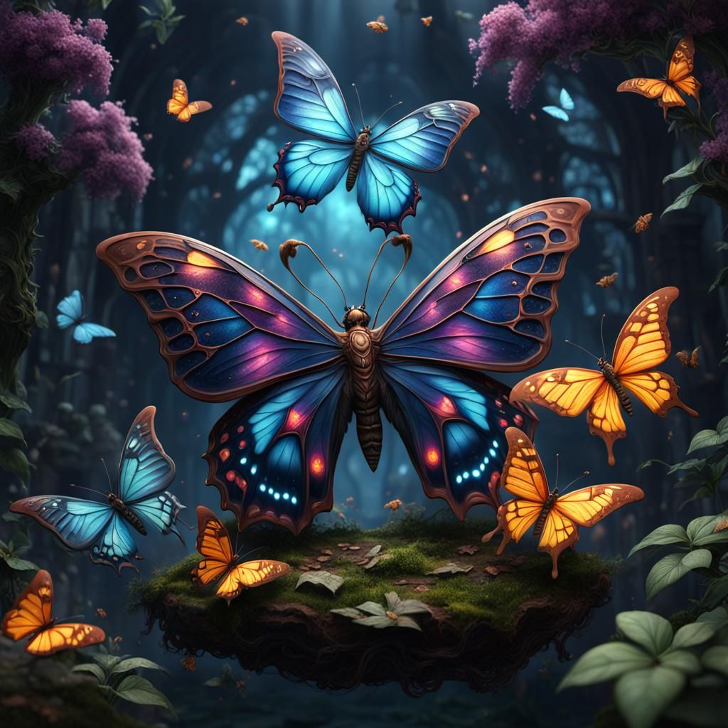 Fantastical Butterfly with Pentagram Wings