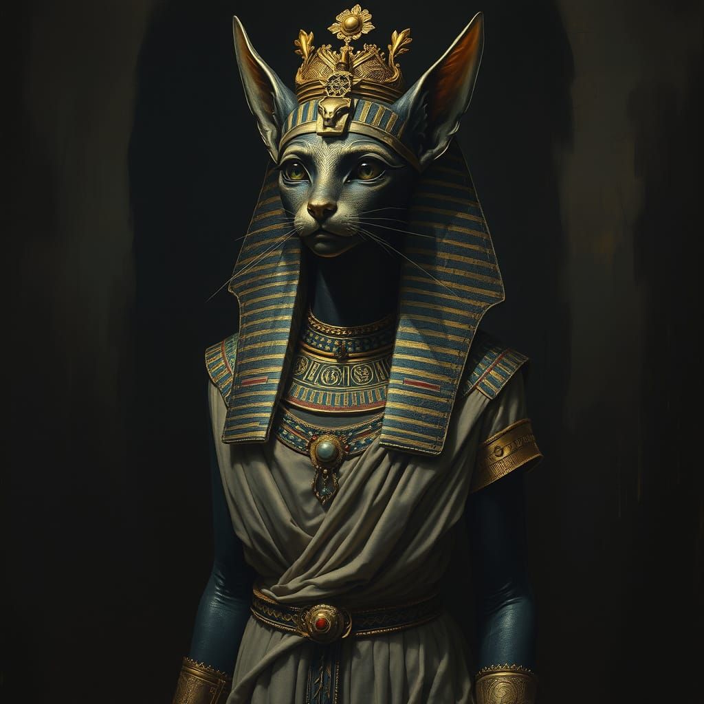 Bastet: Ancient Egyptian Goddess in Dramatic Surrealism