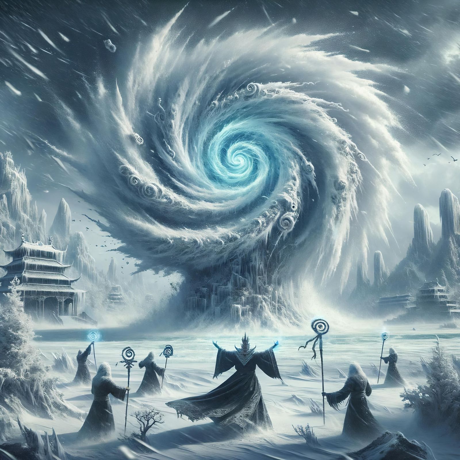 Asian Wizard Conjures a Destructive Snow Tempest