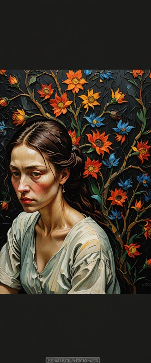 Casually Cruel Promise: Hyperrealistic Melding Oil Painting