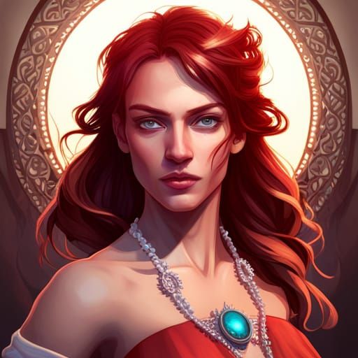 Ornate Red Cross Portrait in Digital Art Style