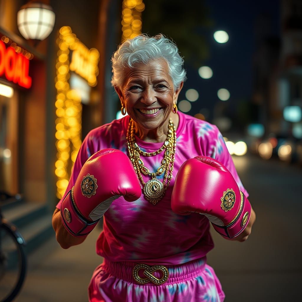 Vibrant Golden Goddess of Boxing