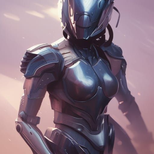 Armored Woman in Battle Suit: Hyperdetailed Portrait