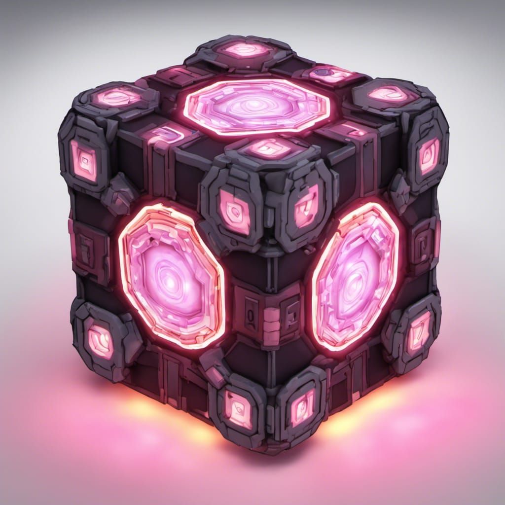 Glowing Companion Cube from Portal in Detail
