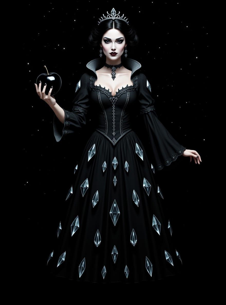 Gothic Snow White with Moonglass Dress and Obsidian Apple