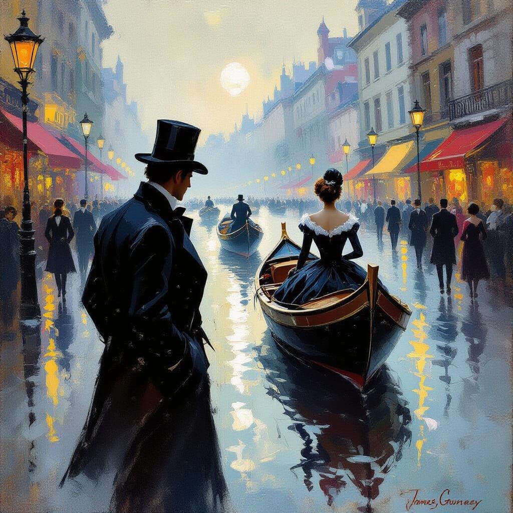 Impressionist Oil Painting of Cosmic Journey and Eternal Lov...