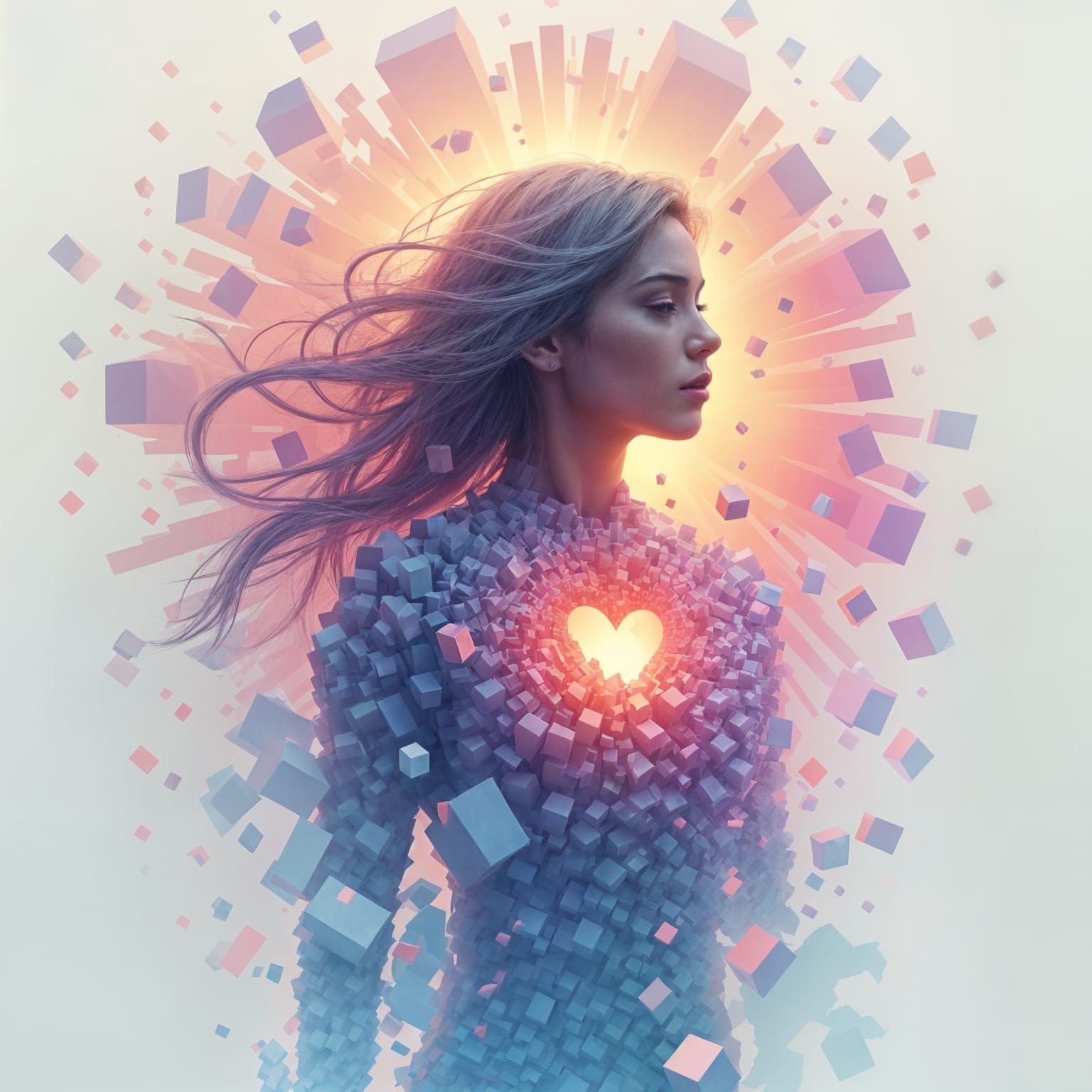 Geometric Abstract Heart Design Symbolizing Belonging