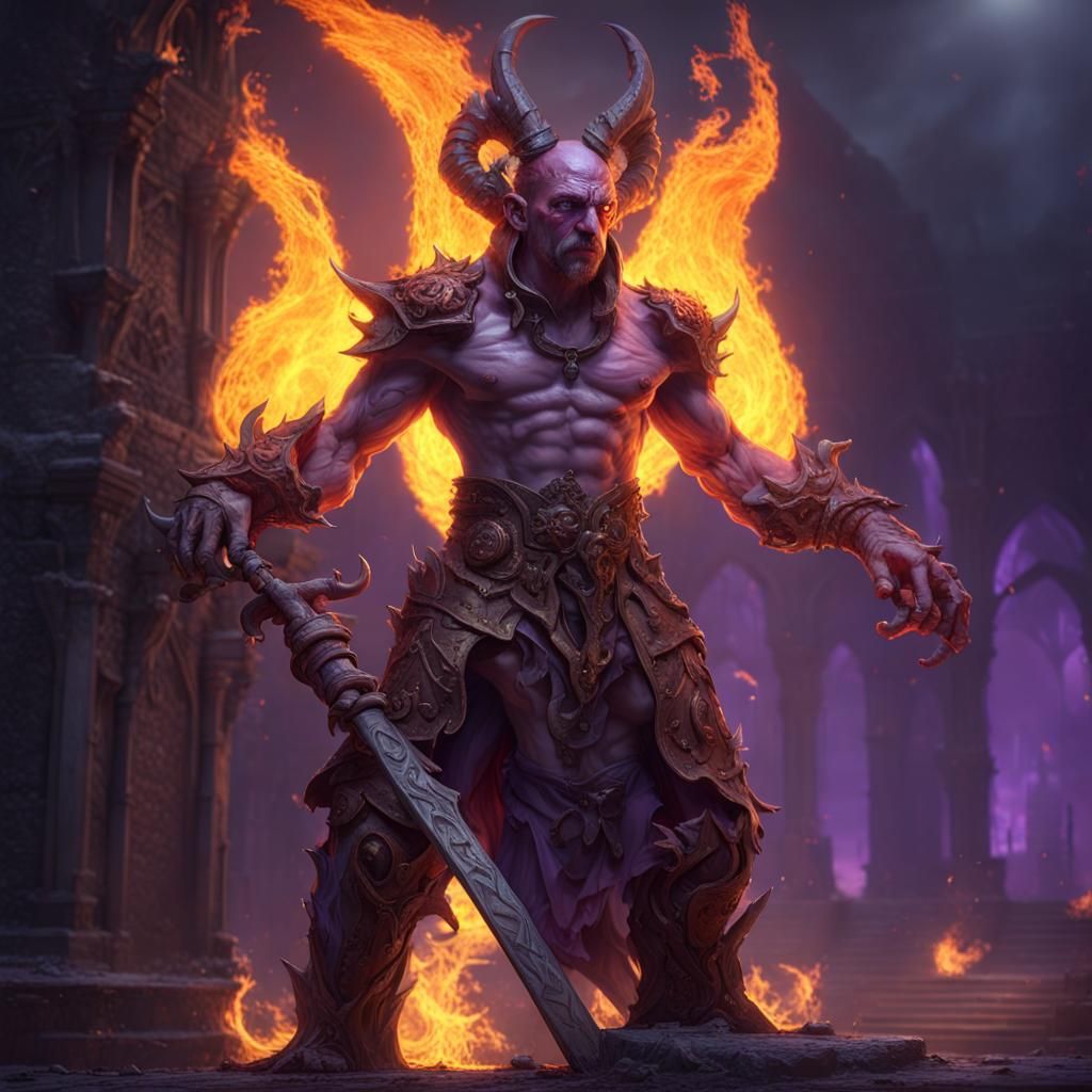 Fiery Priest in Dark Fantasy Style