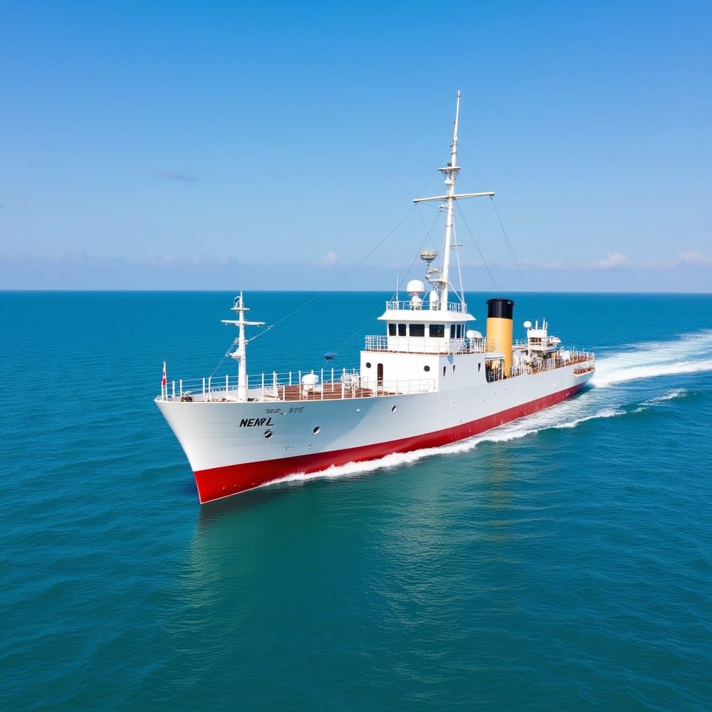 Naval Ship on Blue Ocean: Professional Photo