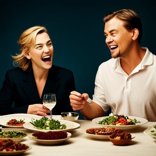 Actors Laughing Over Salad: Professional Portrait Photograph...