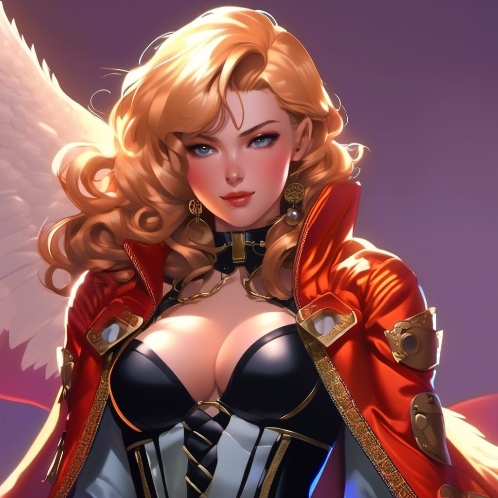 Muscular Tomboy in Anime Style, Cel-Shaded Art