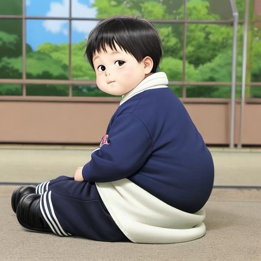 Anime Style Chubby Kid Illustration