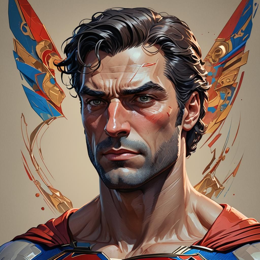 Superman Portrait in Art Nouveau Style