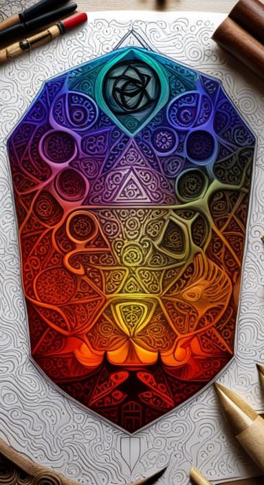 Fractal Quantum Celtic Design with 3D Shading