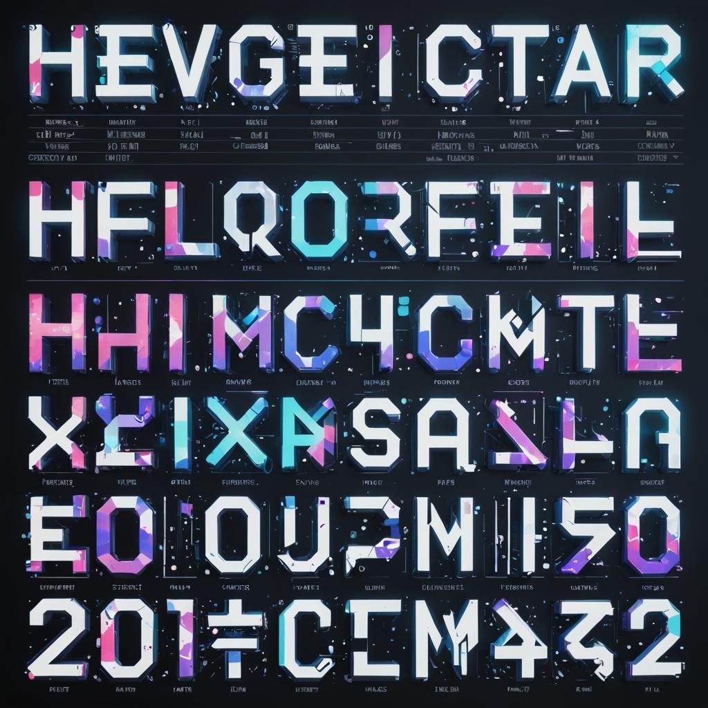 Glitch Core Helvetica Space Font in Anime Style