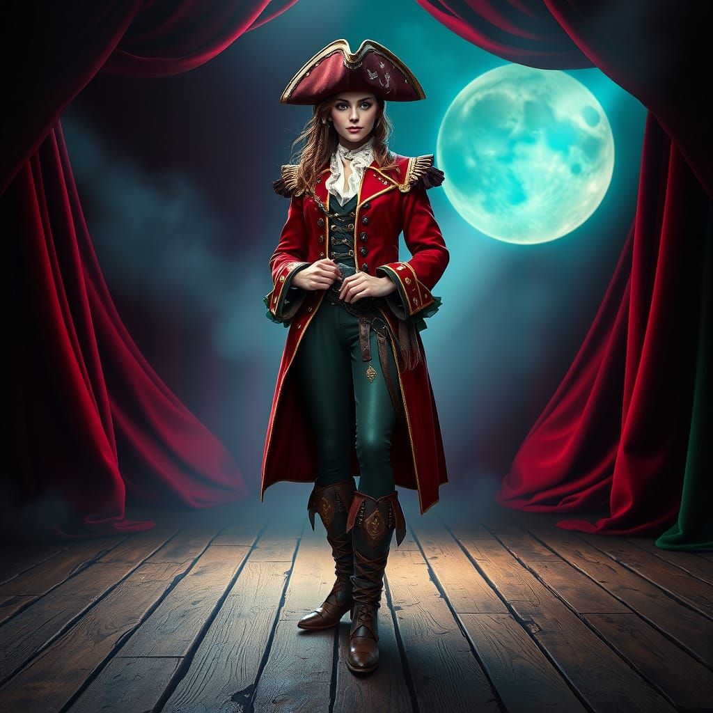 Pirate Captainess in Lavish 18th-Century Attire