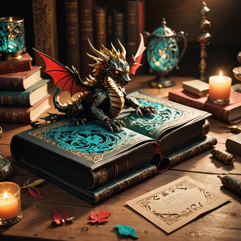 Mythical Kirigami Creature Emerges from Ancient Book