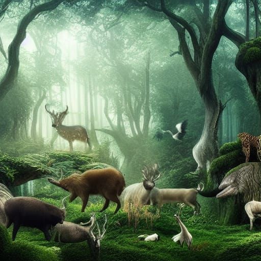 Enchanted Forest Wonderland with Animals