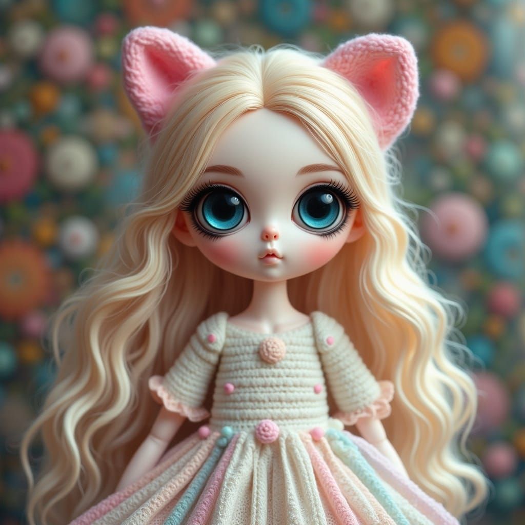 Enchanting Crocheted Doll in Dreamy, Impressionist Style