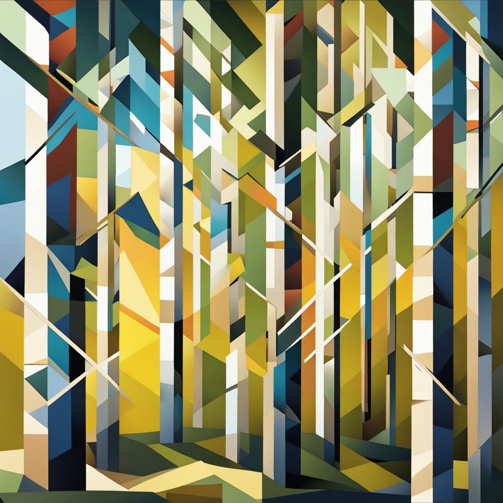 Cubist Birch Wood with Summer Light