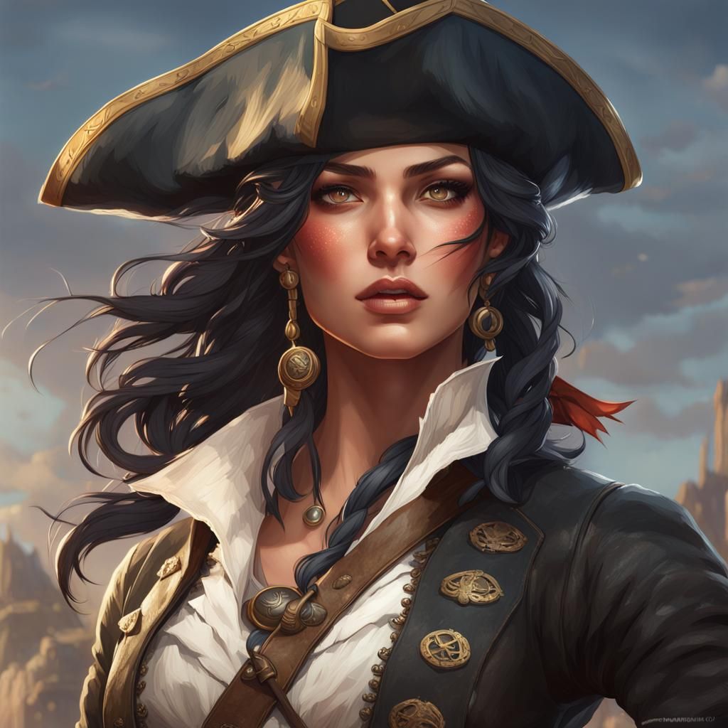 Detailed Portrait of a Curvy Pirate Woman