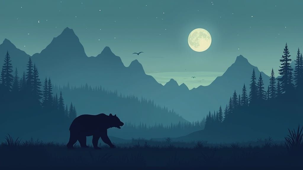 Sinister Bear in Muted Spring Landscape