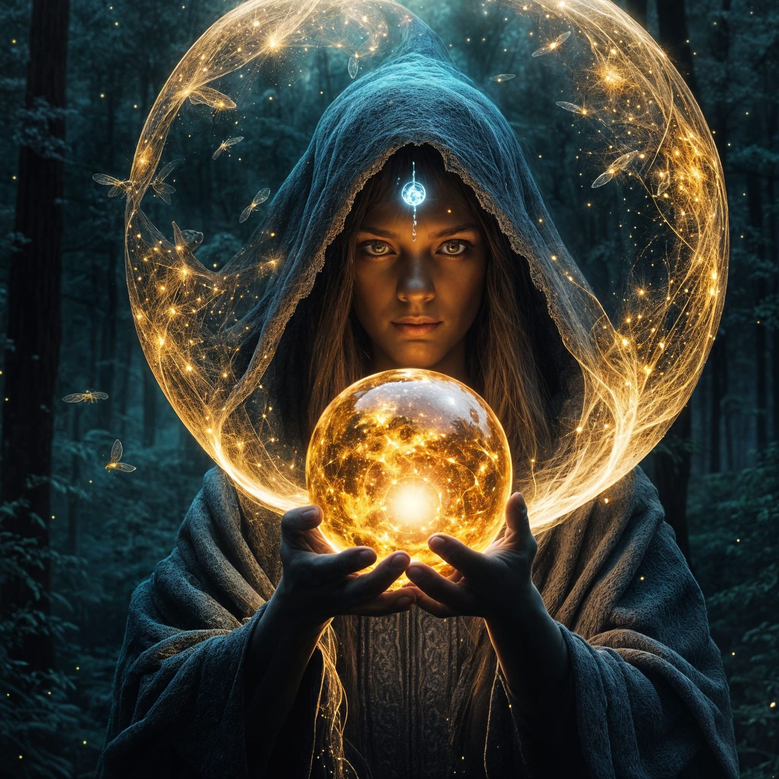 Luminescent Orb Witch at Twilight