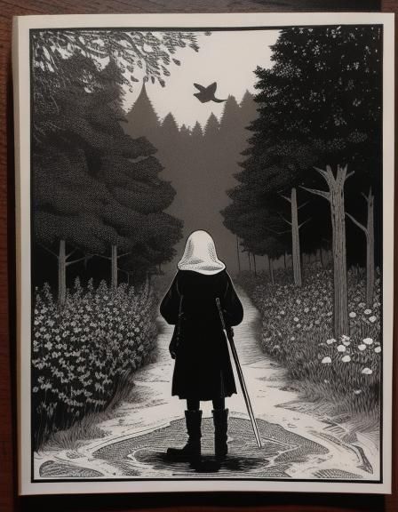 Vintage Monochromatic Bird Illustration in Sepia Tones