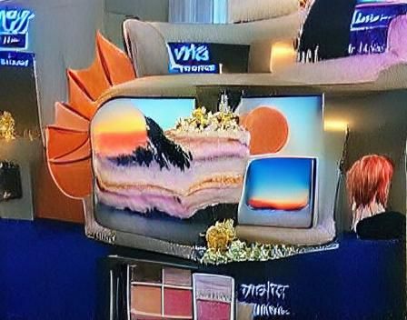 Sunset Sky Cake on Television Screen