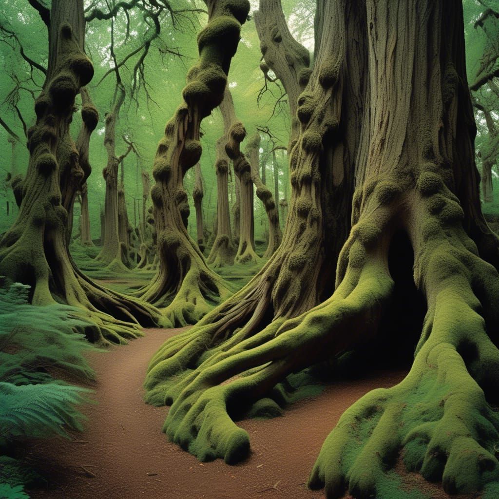 Macabre Female Figure in Arthritic Trees