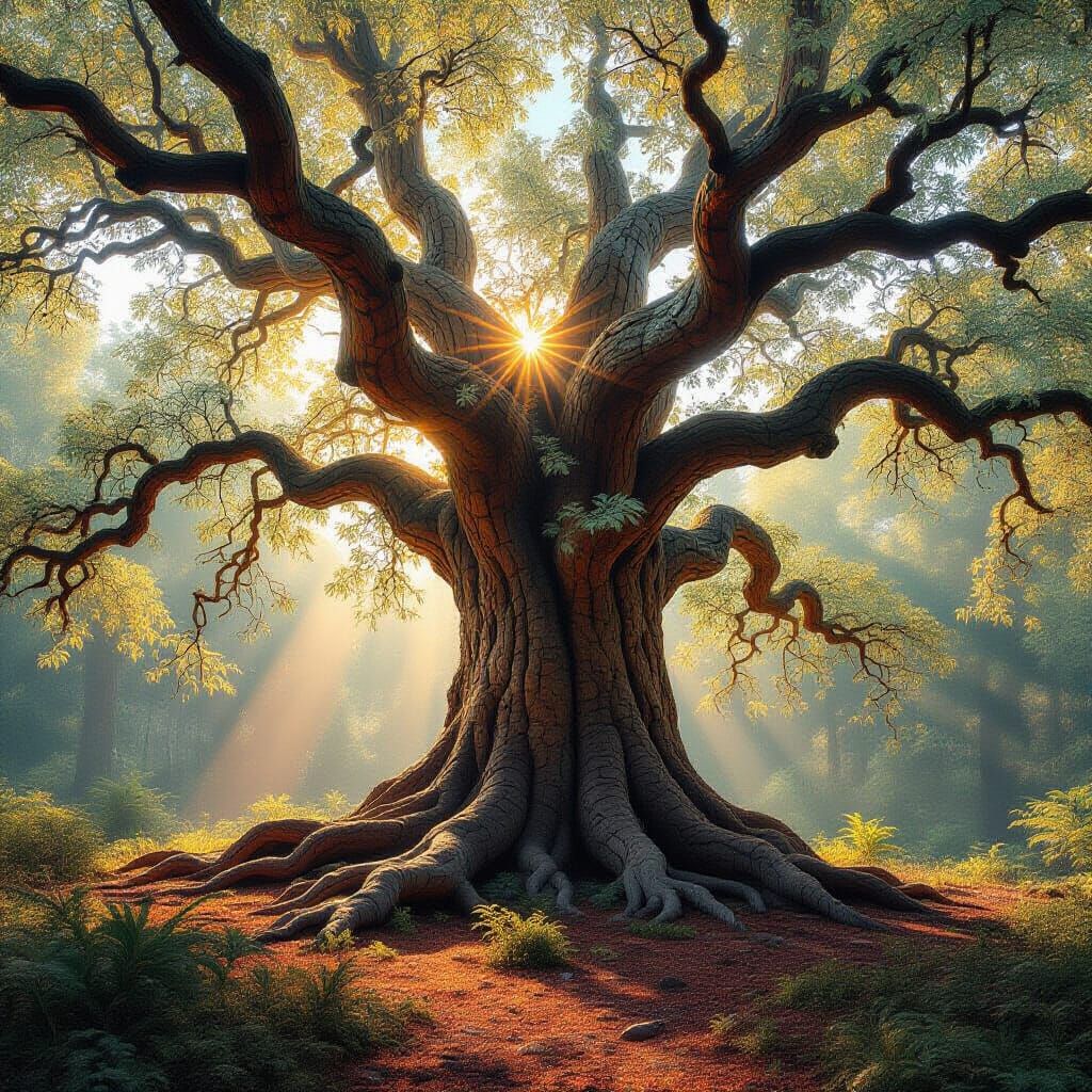 Crystalline Tree: Surreal Hyperrealistic Forest