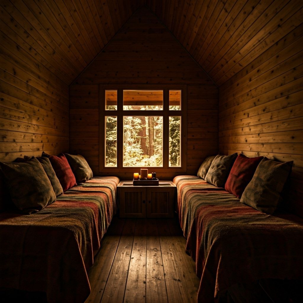 Cozy Cabin in Soft Light with Warm Blankets