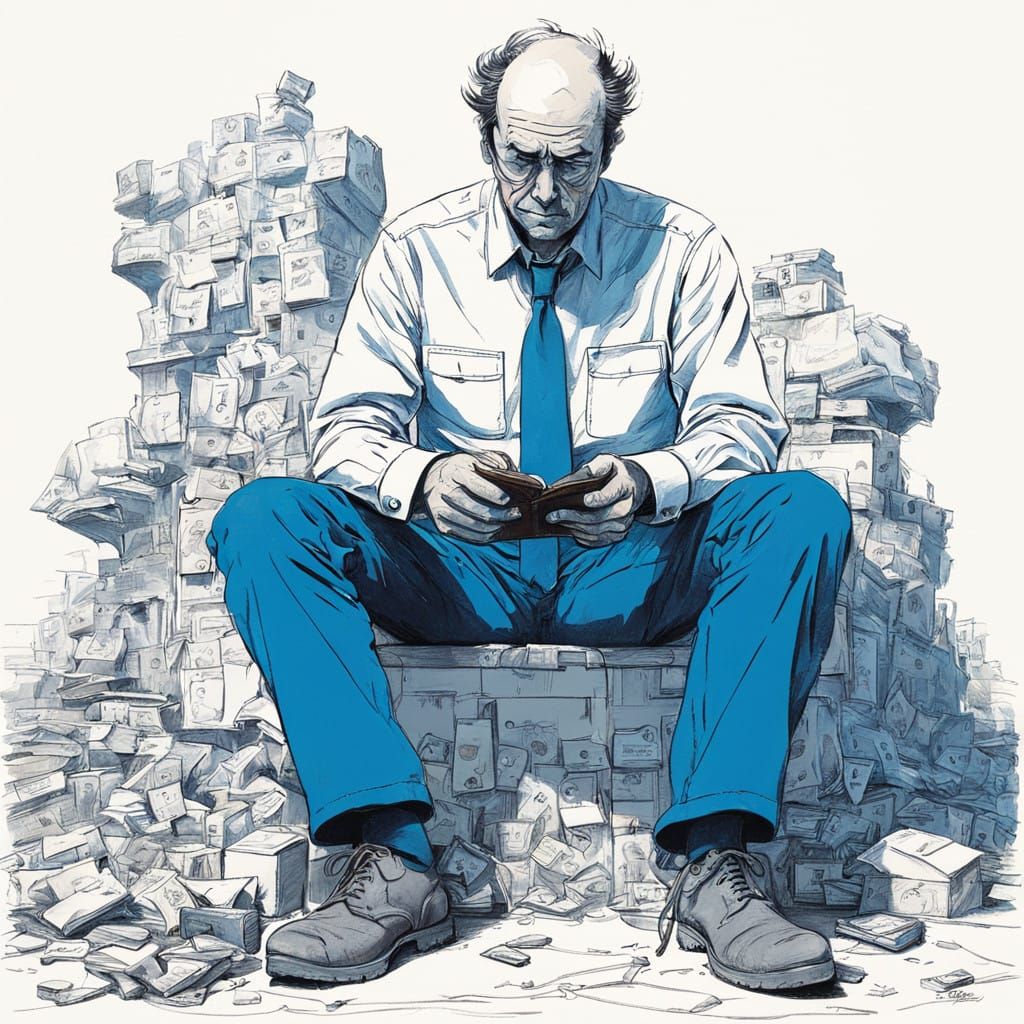 Desperate Working Man's Empty Wallet