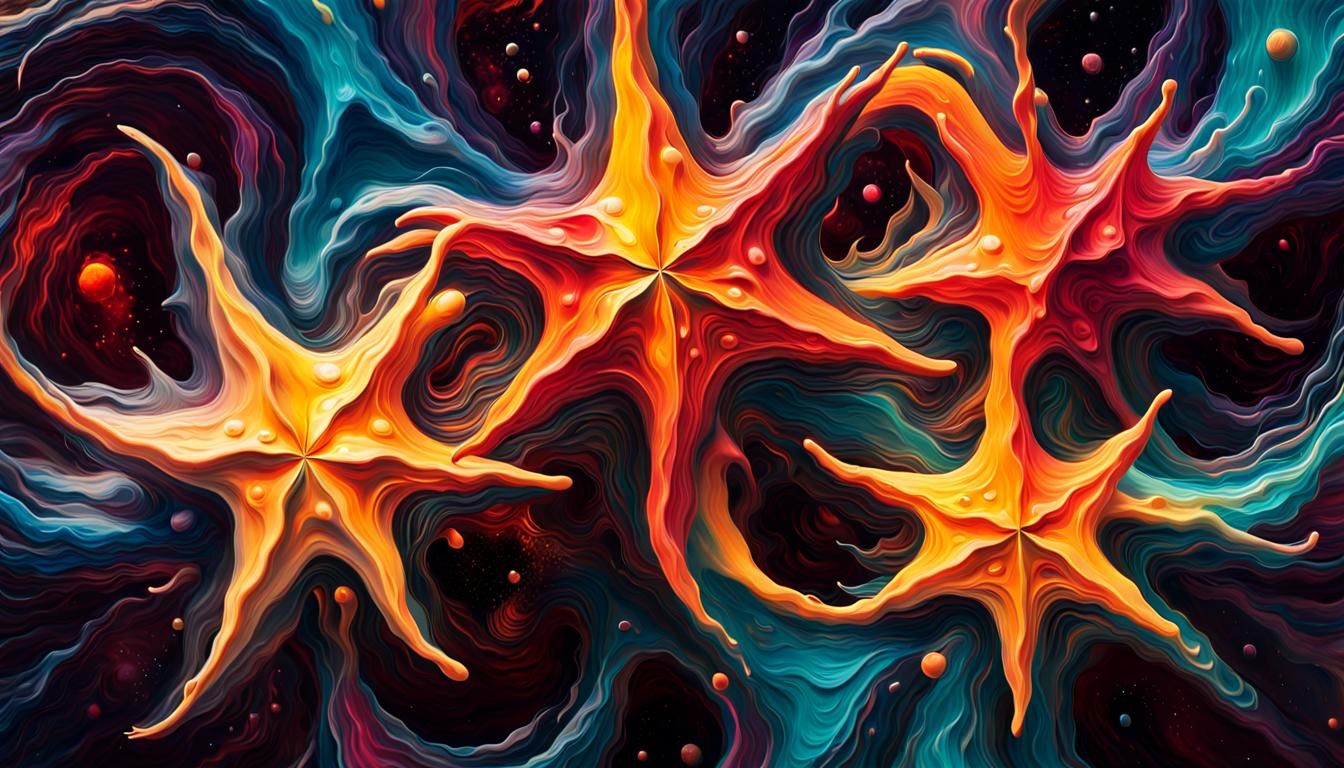 Celestial Stars in Impasto Oil Paint Style