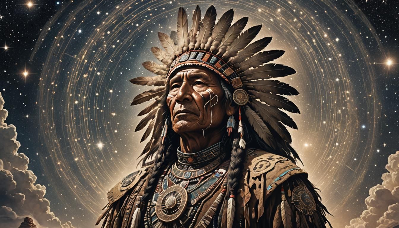 Native American Chief Singing Song of Creation