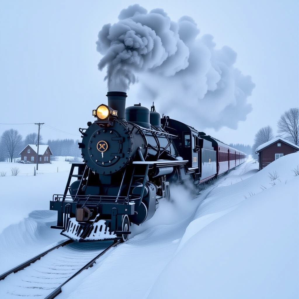 1950s Steam Locomotive Buried in Canadian Blizzard