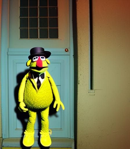 Muppet in Dark Alley with Yellow Light