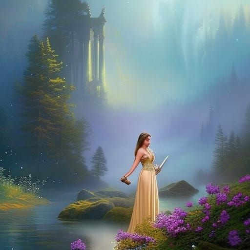 Ethereal Woman: A Romance Novel Cover in Fantasy Style