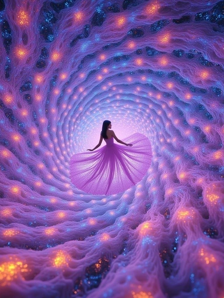 Dancing Light-Fairy in Generative Fractal Environment