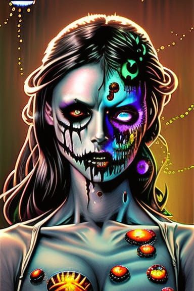 Steampunk Zombie Princess Comic Book Art