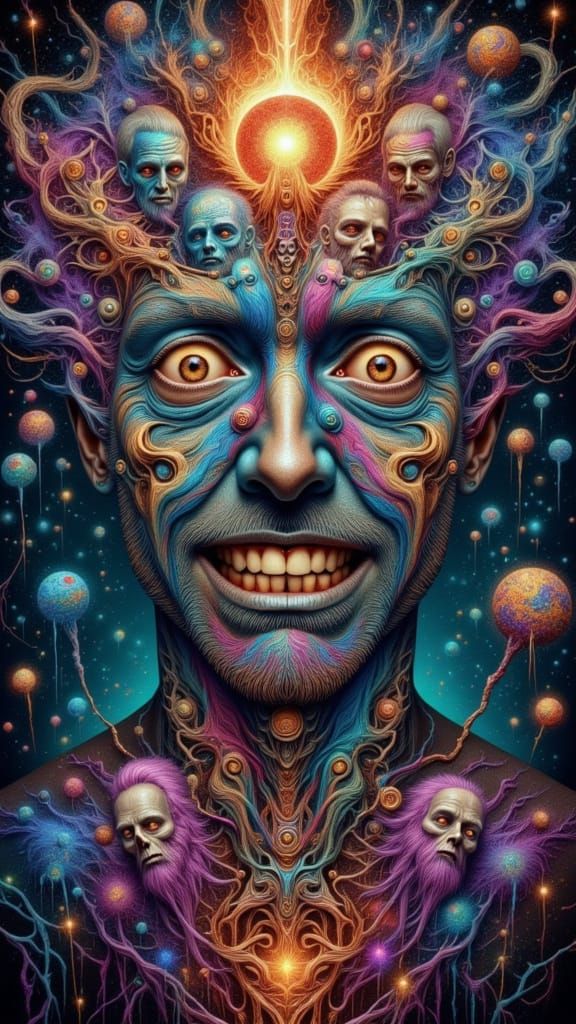 Fractal Faced Man in Dreamscape Glitch Art