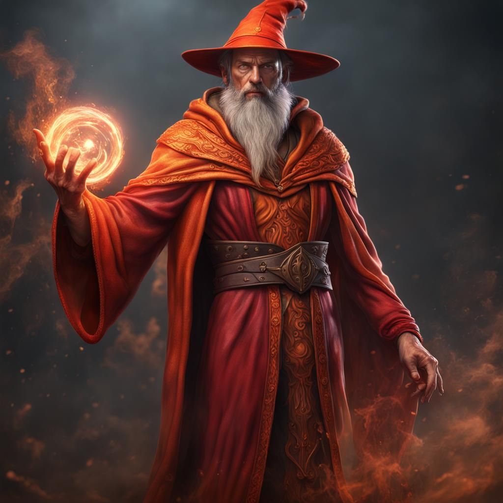 Muscular Wizard Spellcasting in Hyperrealistic Style