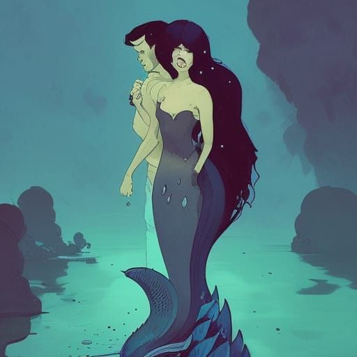 Mermaid Couple in Vibrant Fantasy Art
