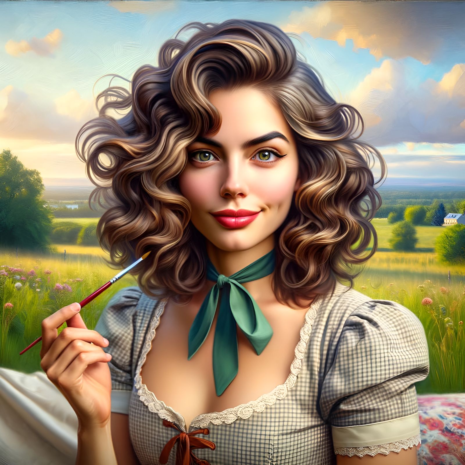 Charming CGI Character in Oil Painting Style