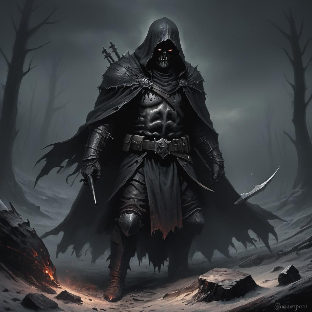 Grimdark Scene in Graphic Novel Style