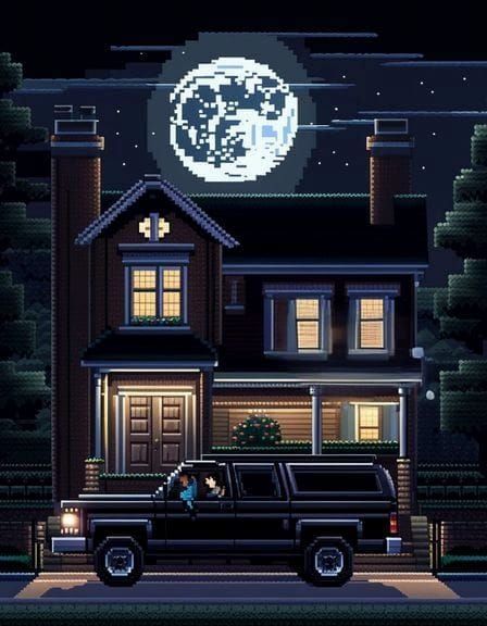 16-bit Pixel Art: Sneaking Out in Suburbia