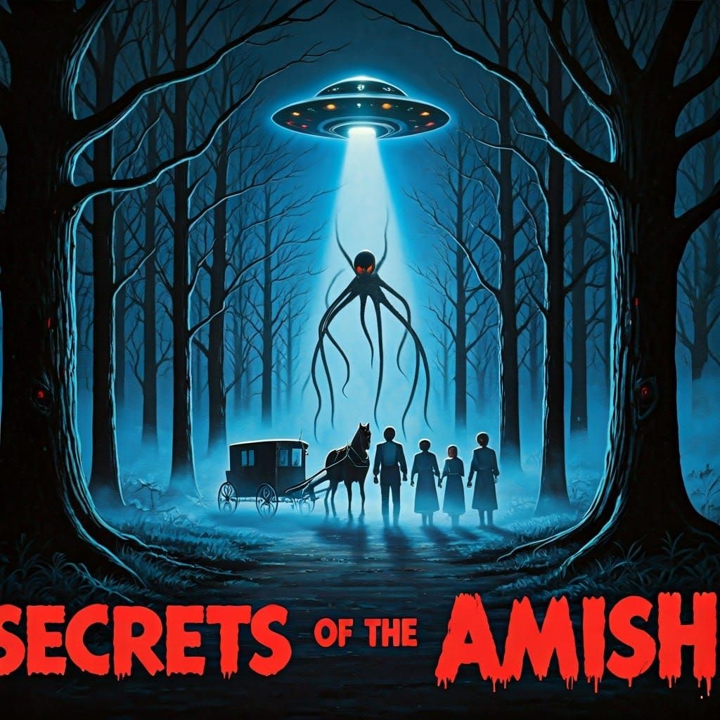 Eerie 80s Alien Invasion Horror Poster