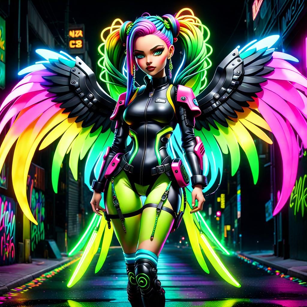 Cartoon Graphitti Cyberpunk Angel (Pride & Unity)