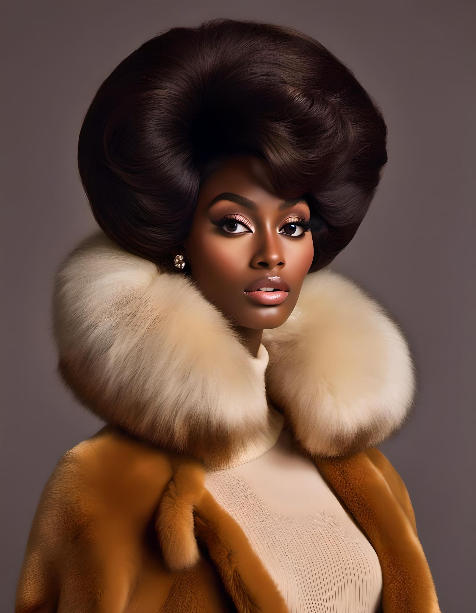 1970s Portrait of a Woman with Afro Hairstyle